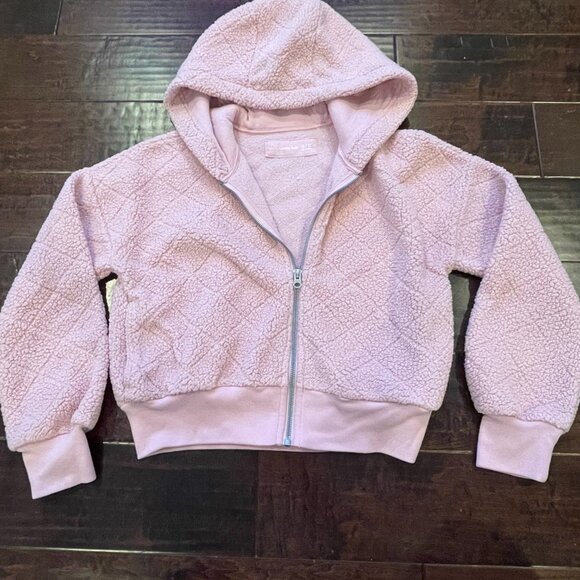 Abercrombie kids Pink Full Zip Sherpa Quilted Hoodie, Pink, Big Girls Size 11/12 - Picture 2 of 5